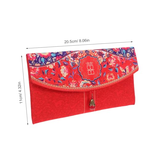 Sobres rojos de boda de diseño tradicional con brocado resistente 2
