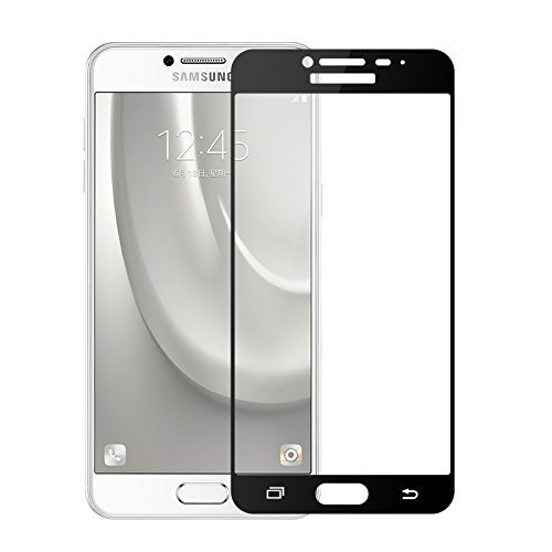 Image of Screen Protector for Samsung Galaxy C7 Pro (Black) Tempered Glass Edge-to-Edge 6D Screen Guard With Installation Kit