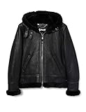 schott jacke damen grau Lammfelljacke mit Kapuze der Kultmarke Schott NYC