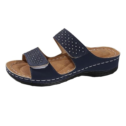 Sandalias de suela gruesa para mujer, sandalias de cuero suave para mujer, zapatos de plataforma de gradación de cuña para caminar, cómodas, lavables, con tira trasera, sandalias planas para verano