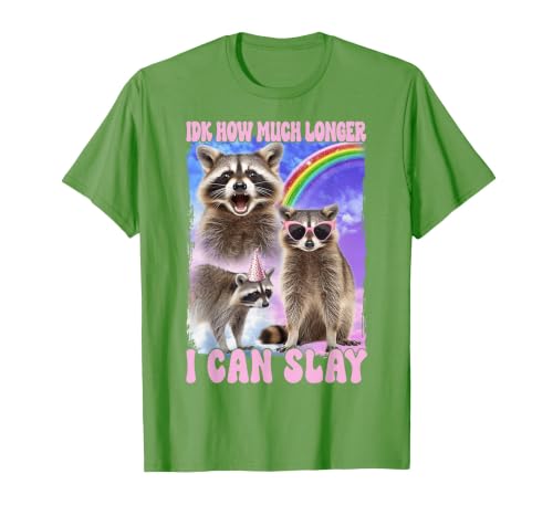 IDK How Much Longer I Can Slay Meme Raccoon Funny T-Shirt, Men, Grass Green, Medium