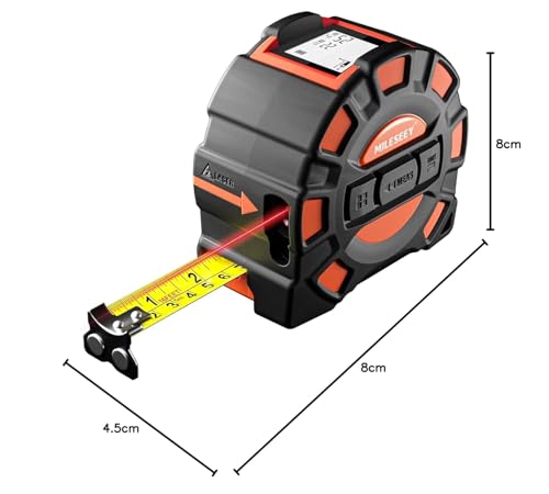Image of MILESEEY 2-in-1 Laser Measuring Tape, 16Ft Tape Measure & 131Ft Rechargeable Laser Measurement Tool with Backlit Display, Auto-Lock Tape with Magnetic Hook, M /Ft /In /Ft+In, 20 Groups Historical Memory