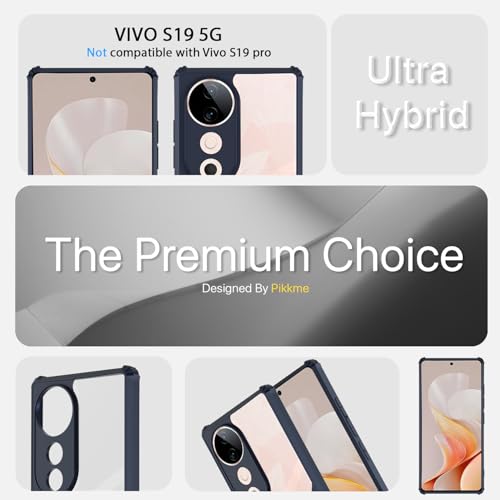 Image of Pikkme Crystal Clear Transparent Back | Ultra Hyrbid | Full Camera Protection | Raised Edge | Bumper Back Case for Vivo S19 5G (Blue)