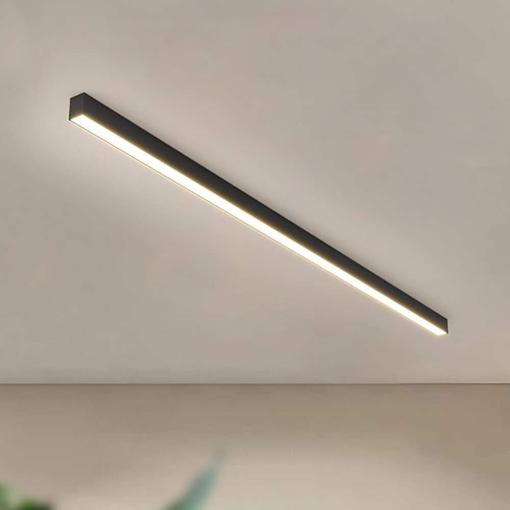 Lámpara de Techo LED Alargada, Plafón Lineal Moderno Minimalista Luz de Techo Interior para Salón Dormitorio Oficina(Black,60cm/23.62in)