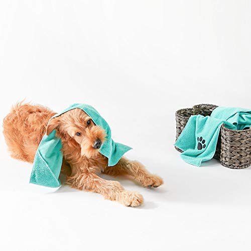 Image of Bone Dry Pet Grooming, Embroidered Microfiber Towel Drying Collection, 15x30, Aqua