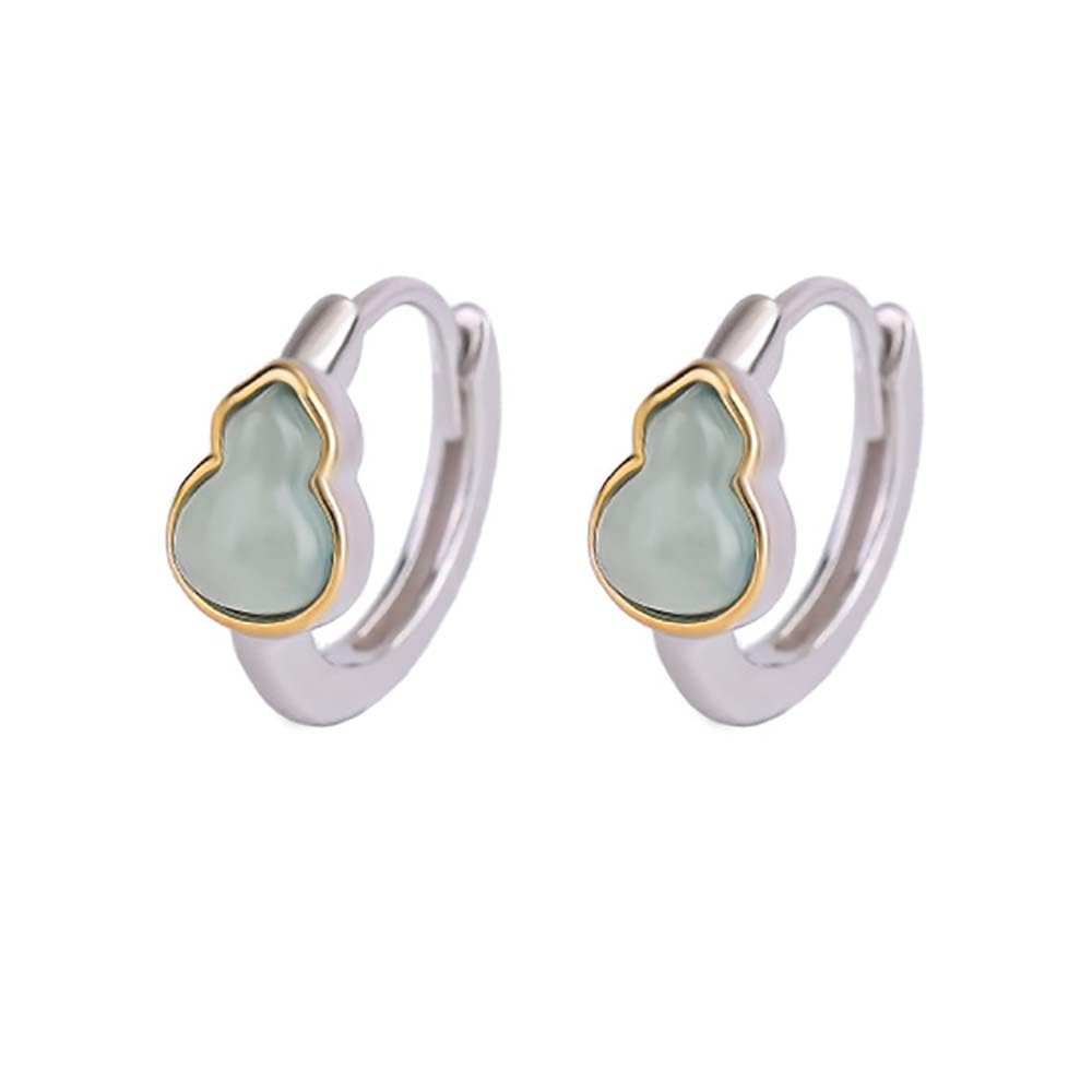Orecchini,Orecchini pendenti,Orecchini in giada in argento sterling 925,Orecchini a clip Piccoli orecchini a cerchio Zucche Orecchini con pietre preziose for donne Uomini Regali