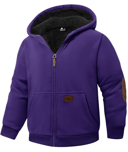 Image of SWISSWELL Unisex Boys Girls Fleece Hoodie Sherpa Lined Jacket Zip Up Hooded Sweatshirt Winter Outerwear for Kids