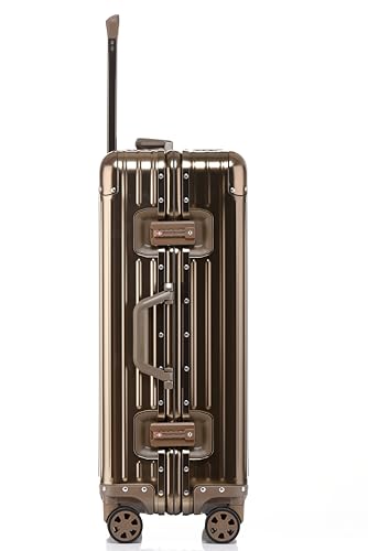 Image of PYB Autograph - Premium Full Aluminium Trolley Bags for Travel, Zipless Cabin Suitcase with TSA Lock, Noiseless 360 Rotating 8 Wheels, Compression Pads and Divider (Gold)