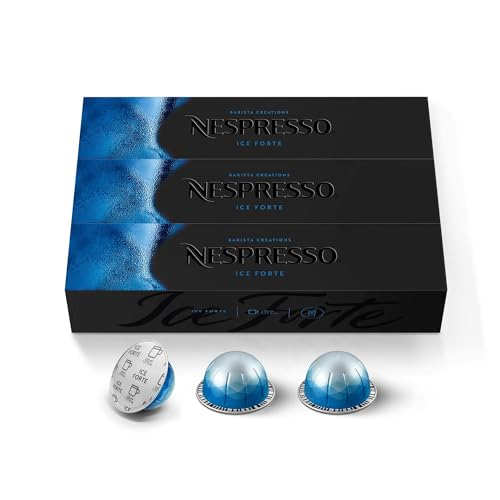 Nespresso Capsules Vertuo, Ice Forte, 30-Count Espresso Coffee Pods, Brews 7.8 oz.