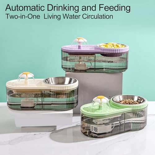 Fuente y Comedero para Gatos 2 en 1, 3L Capacidad miniatura 3