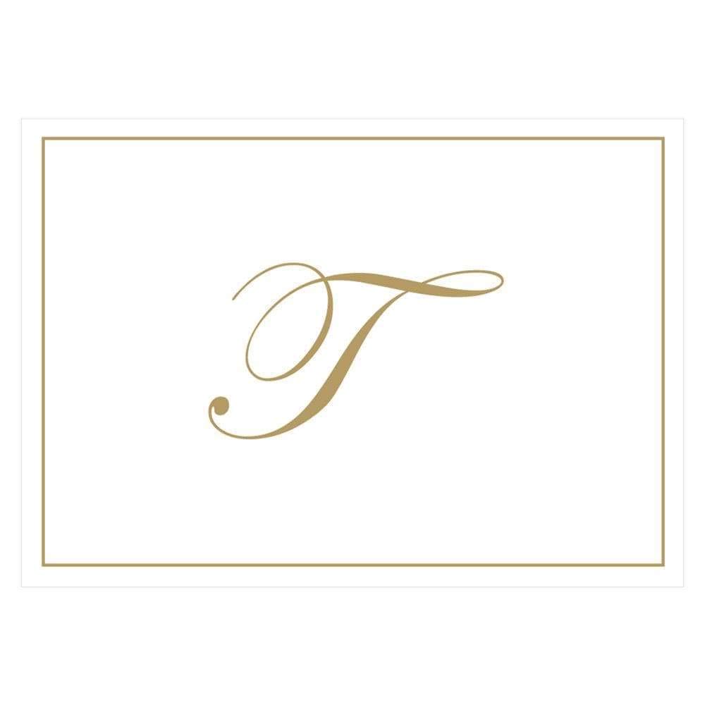 Caspari Gold Embossed Initials Boxed Note Cards in Letter T, 32 Cards &amp; Envelopes