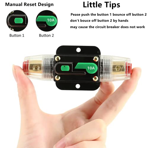 Circuit Breaker With Manual Reset,Dc12V-24V Car Audio Inline Circuit Breaker,Audio Circuit Breaker,Auto Car Stereo Inline Fuse Holders Inverter For Car Audio Solar Inverter System Protection (10A) #TOP1