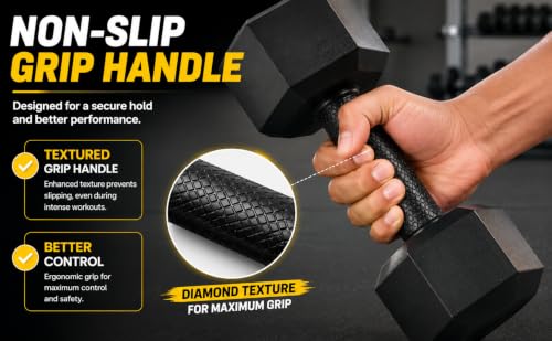 Image of 5 kg Exlusive Octa PVC Fixed Exclusive Hex PVC Dumbbells Set For Home Gym, Black