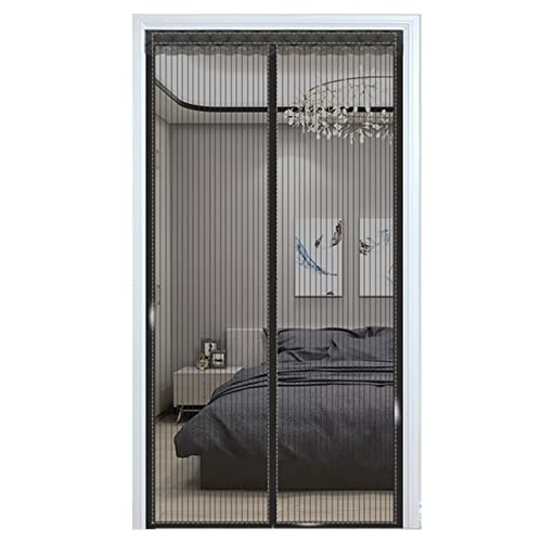 Magnetisches Türnetz 85 x 190 cm Moskito-Vorhang mit Magnet-Automatik-Verschluss Verhindert das Eindringen von Insekten für Balkontüren, Keller, Terrassen, Schwarz