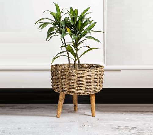 Image of Jute Handmade Twisted Natural Rope Planters for Indoor Plants | Jute Baskets | Plant Container | Gamla for Indoor Home & Decor Balcony | Garden - Natural Brown (Large)