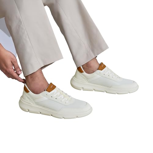 Image of Neeman's Melange Dress Sneakers for Men | Breathable Mesh & Faux Leather Upper | Lightweight EVA Sole with Natural Rubber | Stylish Lace-Up Sneakers for Travel & Everyday Casual Comfort