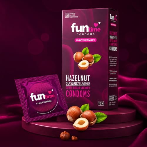 Image of Funtime Hazelnut Flavoured condom - Pack of 3 (10pc each) |Dotted Ribbed & Contoured Condoms for Highest Pleasure | Prepared With Natural Rubber Latex | Lubricated Condoms for Peak Excitement & Satisfaction