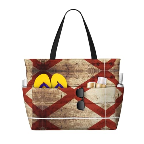 Sac à bandoulière imperméable drapeau Alabama grand format noir pour l'été et la plage