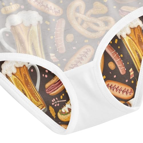 ZZKKO Beer Mugs Pretzels Hotdogs Girls Underwear Toddler Panties for Girls Comfort Brief Size 2T-8Y4
