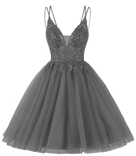 Robe de soirée courte grise à perles taille 40 pour ado