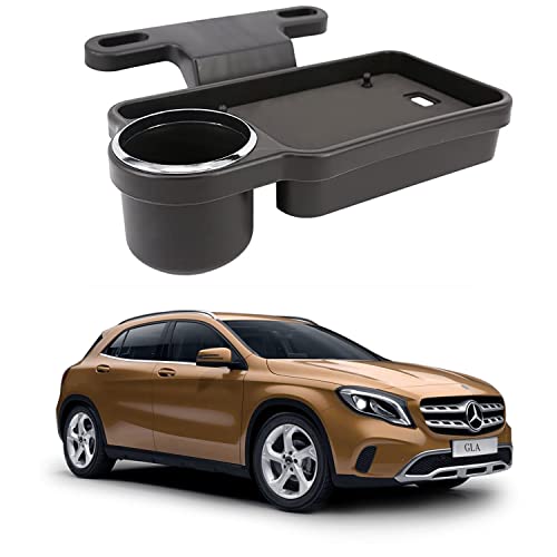 Image of Oshotto (FT-04) Foldable Car Auto Headrest Rear Back Seat Table Drink Food Cup Tray Holder Compatible with Mercedes Benz Gla - Black