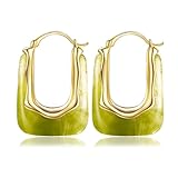 Resin Huggie Hoop Earrings Chunky Statement Vintage Earrings Cute Summer Acrylic Drop Earring Unique Trendy Jewelry Gifts for Women(Green)