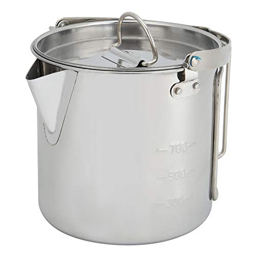 Gsycle Hanging Camping Coffee Pot, 1.2L Stainless Steel Portable Camping Percolator Outdoor Teapot with Handles and with Lids for Hiking, Picnic, Backpacking