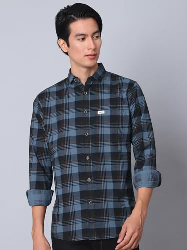 Image of Majestic Man Comfort Cotton Slim Fit Checked Casual Shirt for Men