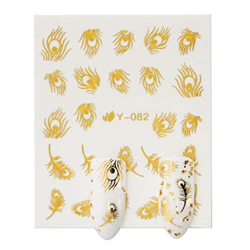 Nagelaufkleber, 30 Metallkunst-Blumenaufkleber Schmetterlings-Spitze Traumfänger Feder-Tack-Dekoration, Gold und Silber – Bild 4