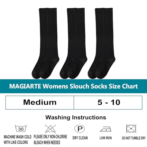 Image of MAGIARTE Women's Cotton Slouch Socks Knee High Boot Length Soft Scrunch Chunky Stacked Socks 3 /5 /8 PACK