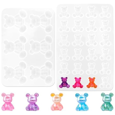 2 Pcs Flexible 3D Bear Silicone Moulds Cover