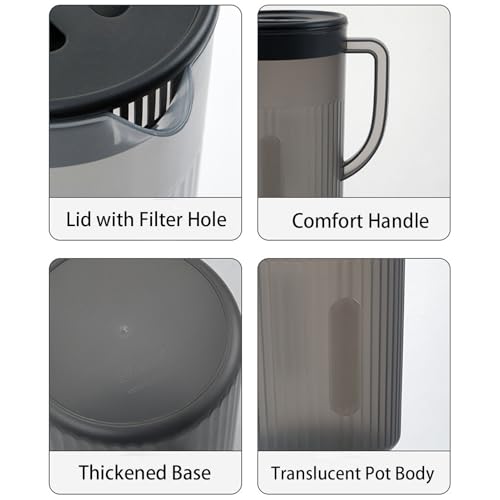 Carafe à eau transparente thermorésistante avec couvercle hermétique noir - 7