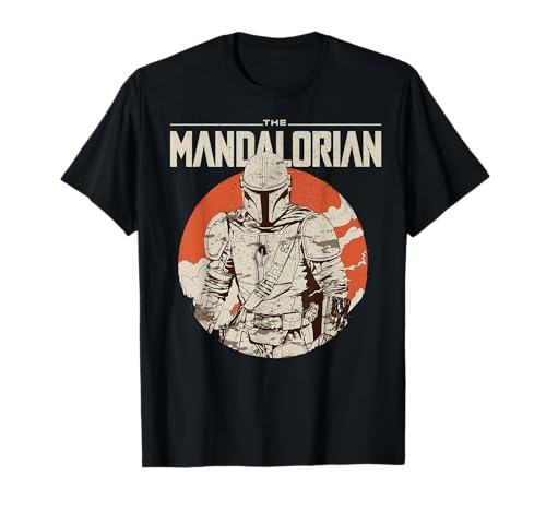 T-shirt Star Wars Mandalorian portrait orange sun idée cadeau originale pour anniversaire fan
