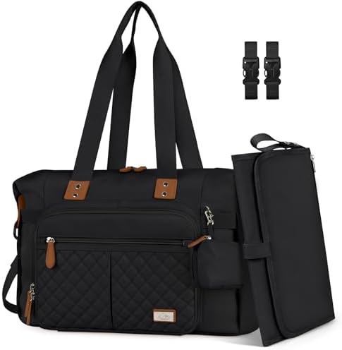 Babyrugzak Met Geïsoleerde Tas RUVALINO Babycommode Rugzak – Multifunctionele Luiertas Met Verschoonkussen & Kinderwagenriemen (Zwart) Baby Bags