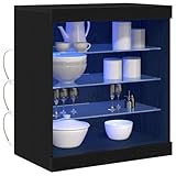 【Caractéristiques uniques】 Avec une structure solide, ce buffet en bois d'ingénierie assure durabilité. Les étagères en verre permettent d'exposer vos objets préférés ou de les ranger facilement. Les lumières LED RGB, contrôlées par un bouton-poussoir, apportent une option d'éclairage personnalisable pour toute occasion. Que vous vouliez une atmosphère relaxante ou festive, ce meuble s'adapte à votre style.
