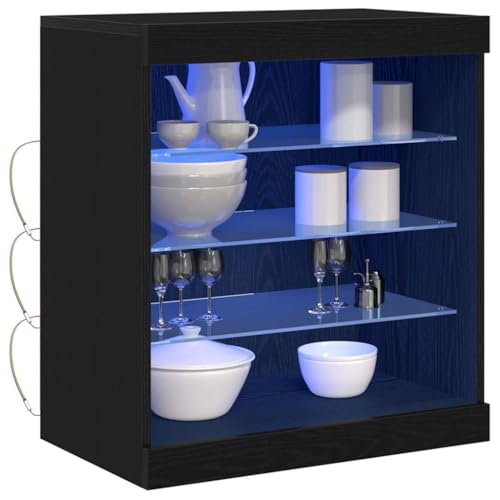 Aparador LED negro efecto roble 60,5 cm con luces RGB 4