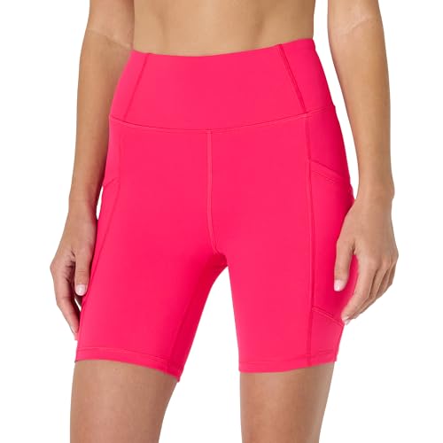 Amazon Essentials Womens Active Total Train High Waist 7 Gym Workout Biker Shorts with Pockets Hot Pink X-Small