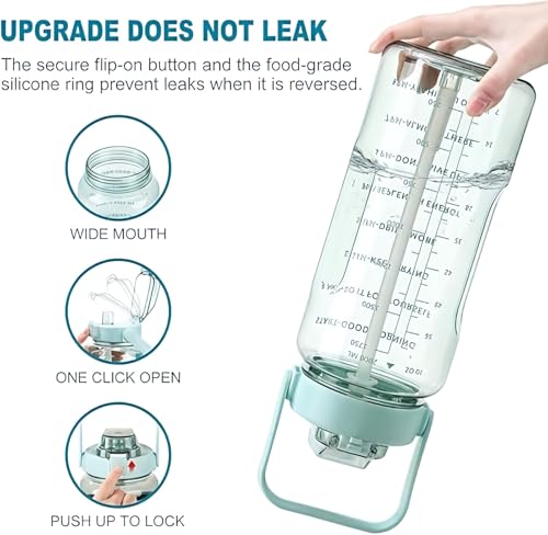 Image of Motivational Water Bottle with Time Marker, BPA Free Reusable Fitness Water Bottle, Leakproof Large Capacity Sports Bottle with Handle for Gym, Yoga, Outdoor