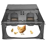 CSQOO Chicken Coop with Run, Plastic Chicken Coops with Extension, Large Chicken House for 4-6 Hens, Nesting Box with 2 Holes, Easy to Clean & Assemble, for Chicken,Rabbit,Ducks,Guinea Pigs,Poultry