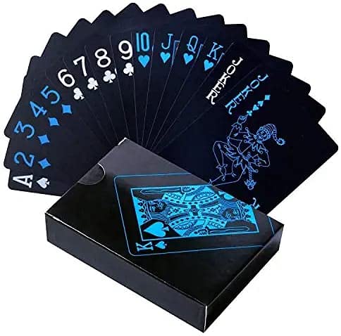 Hetkrishi Unique Black Waterproof Colorful Playing Cards Plastic Deck Pocker Playing Cards (For Kid)