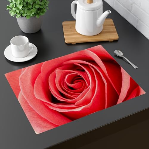 Sets de table lin fleurs macro rose pour une décoration de table romantique