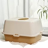 ★ [Arriba hacia adentro, arriba hacia afuera] Arena para gatos a prueba de fugas, la cubierta superior deja caer la malla de arena para filtrar la arena fina para gatos restante, y la gravedad sacudirá la mayor parte de la arena para gatos cuando salte.