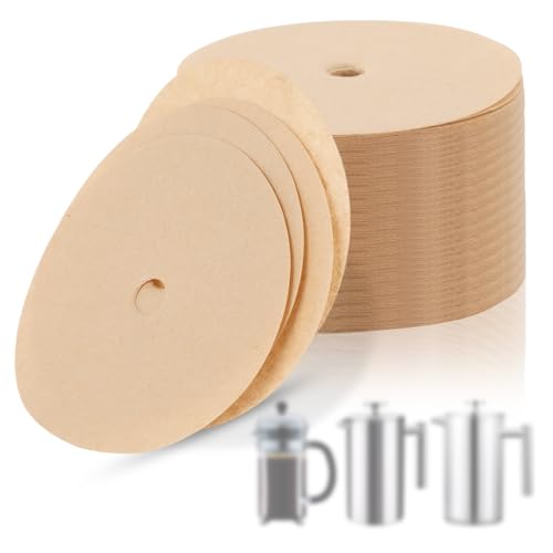100pcs Paper Coffee Filters for Mueller French Press 34oz, Perforated Brown Percolator Pot Filter Paper Replacements Compatible with Mueller Secura Veken Coffee Maker