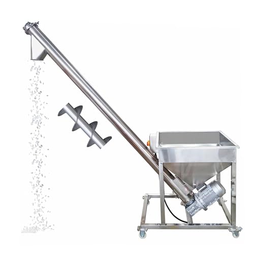 INTSUPERMAI Electric Screw Conveyor Inclined Spiral Auger Screw Conveyor Pipe Auger Feeder Conveyor Powder Particles Loading Machine 1.7m Conveyor Height,110V Single-Phase