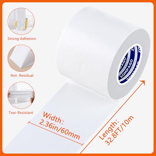 Image of ZOMPAGO White Window Weather Sealing Tape 2.4in x 33FT, Cloth Draft Stopper for Sliding Door & Gap Filler, Strong Adhesive Window Seal Tape Air Conditioner Door Weather Stripping Insulation