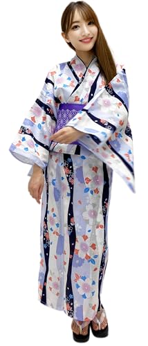 Yukata traditionnel ajustable Dita ENSHU : ensemble kimono japonais complet résolvant l'habillage