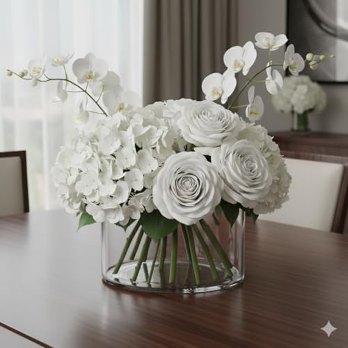 Image of KALAKRITI Cylindrical Shape Glass Flower Vase 6 Inch | Transparent Vase for Flowers, Indoor Plants & Table Centerpiece | Decorative Modern Glass Vase for Living Room, Office & Dining Table - Pack of 1