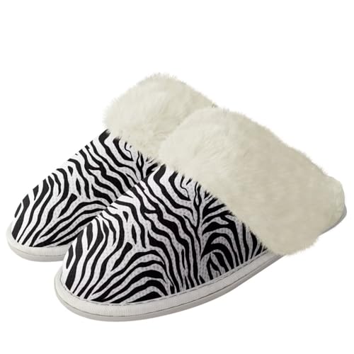 Jeiento Animal Print Slippers Cozy Comfy Plush Warm Slip-on Slippers Winter Fuzzy House Shoes