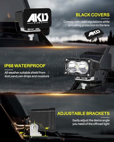 Image of 3 inch 40W CREE LED Pods with Wiring Harness & Black Covers - Spot