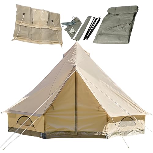ToayNia Tienda de campaña portátil, Impermeable y de Estilo Glamping para 4 Estaciones, Tipo Campana, piramidal, India, Tipo yurta Grande para 6-8 Personas, Ideal para Exteriores y Camping.